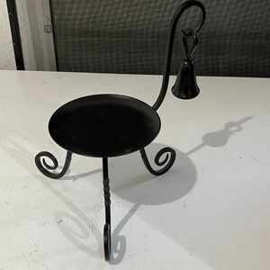 PartyLite Barrington Pillar Candle Holder P7354 Black Wrought Iron AND Snuffer